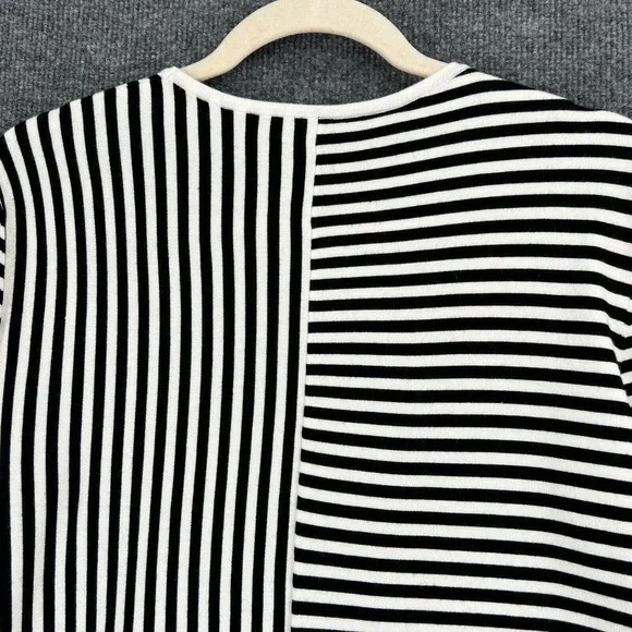 Karen Millen Sweater Womens Large Black White Striped Long Sleeve Tunic - Picture 7 of 10